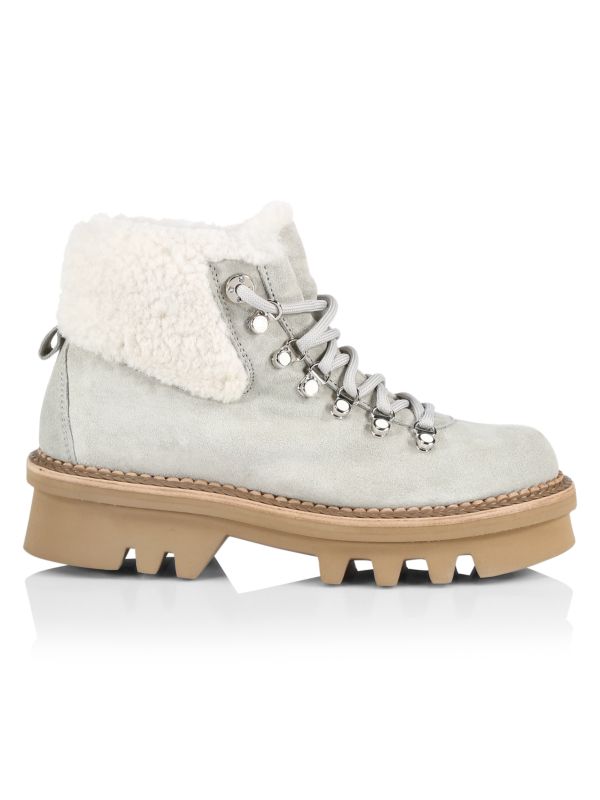 Montelliana 1965 Aurora Suede Shearling-Trimmed Hiking Boots